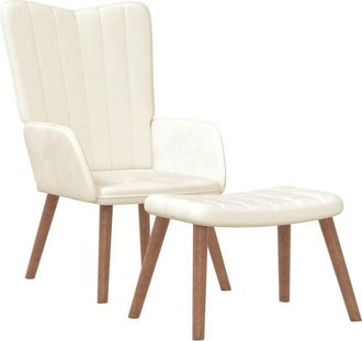 vidaXL Sill&oacute;n De Relax Con Taburete Terciopelo Blanco Crema Vidaxl