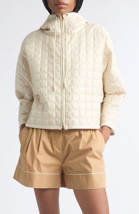 Moncler Boxy Quilted Nylon Cape Coat in Beige at Nordstrom