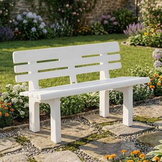 Dmora Banco De Exterior Marinella, Banco De Jard&iacute;n Monobloque, Banco De Exterior, 100% Made In Italy, 110x52h71 Cm, Blanco, Con Embalaje Reforzado - Dmora
