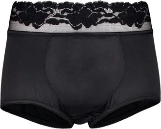 Dolce & Gabbana Satijnen en kanten high-waisted slip - Dames - Onderbroek - Zwart - L - Satijn - Ondergoed