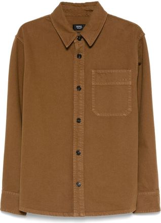 A.P.C. Overhemd met geborduurd logo - Bruin