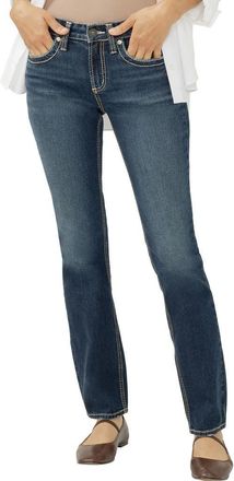 Silver Jeans Co Suki Curvy Mid Rise Straight Leg Jeans in Aubrey at Nordstrom, Size 29 X 31