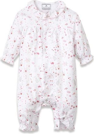 Petite Plume Madeline Twill Romper in White at Nordstrom, Size 18-24M