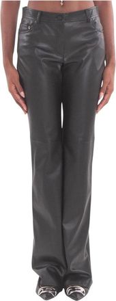 Aniye By Carly Eco-Leather Coated Pants - Dames - Wijde Broeken - Zwart - M - Leer - Broeken
