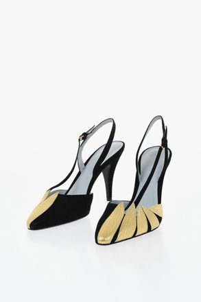 Valentino Suede Slingbacks with Lam&eacute; Leather Details 9cm Valentino