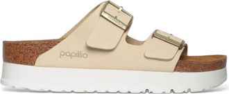 Birkenstock Sliders, female, Beige, 6 UK, Arizona Papillio Ecru Nubuck Sandals