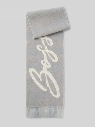 Boss Orange by Hugo Boss BOSS Orange Schal aus Woll-Mix mit Fransen Modell CECY in Hellgrau, Gr&ouml;&szlig;e 1