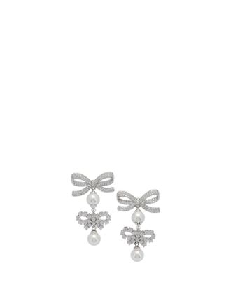 Self Portrait Earrings With Bows And Pearls