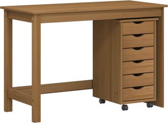 vidaXL Juego De Escritorio Y Armario Rodante Moss 2 Uds. Marr&oacute;n Miel Vidaxl