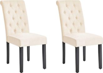 Beliani Conjunto De 2 Sillas De Comedor Glamuroso Con Respaldo Curvo Sala De Estar Dormitorio Beige Claro Velva
