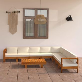 vidaXL Vidaxl - Conjunto De Jard&iacute;n 9 Piezas Con Cojines 100x60 Cm Madera De Acacia