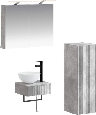 vidaXL Juego De Muebles De Ba&ntilde;o 4 Uds. Gris Hormig&oacute;n Vidaxl