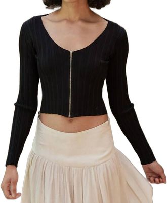 Lucy Paris Wina Zipper Top In Black