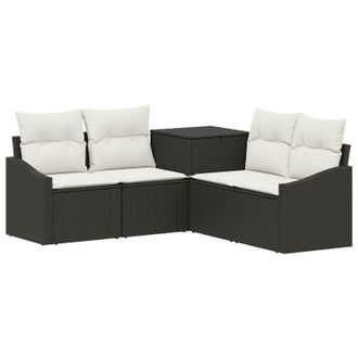 vidaXL Set Di Divani 5 Pz Nero E Bianco Crema Vidaxl