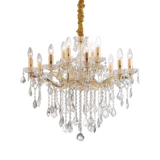 Netlighting Florian 12 Light Crystal Chandelier Gold Finish E14