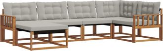 vidaXL Conjunto De Sof&aacute;s De Exterior 6 Uds. Gris Natural Y Claro Vidaxl