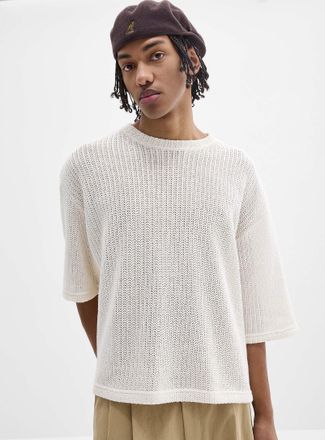 Djab Mens Oversized openwork knit T-shirt Imported from Seoul