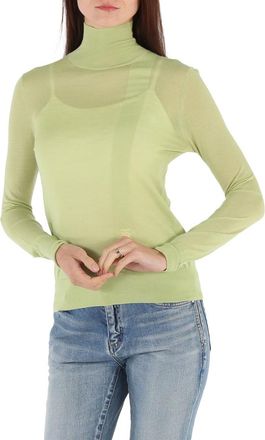 Burberry Ladies Mist Green Monogram-Embroidered Knitted Jumper, Size X-Small