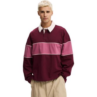 Cotton On Mens Cropped Fit Rugby Polo in Velvet Plum Rose Panel at Nordstrom, Size Medium