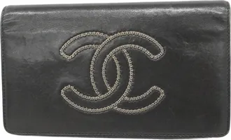 Chanel Black Leather Long Wallet (Bi-Fold) (Pre-Owned)