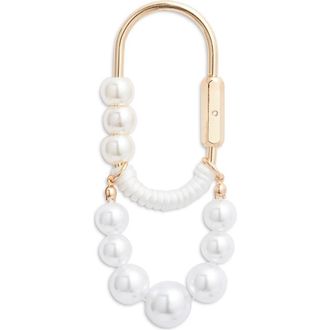 Chelsea28 Beaded Faux Pearl Carabiner Bag Charm in White Multi- Gold at Nordstrom