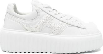 Hogan White H-Stripes Leather Sneakers