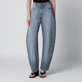 Alaia Low-rise curved-leg raw denim jeans in blue