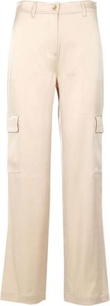 Michael Kors High-Waist Cargo Broek - Dames - Wijde Broeken - Beige - XS - Satijn - Broeken