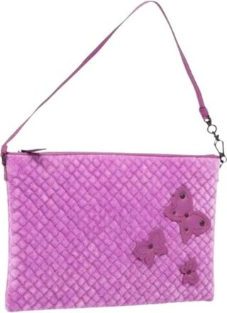 Bottega Veneta Pre-owned Clutches, female, Purple, Size: ONE SIZE Pre-owned Velor Shoulder Bag