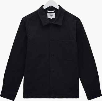 Wax London Mens Wax London Rockley Honeycomb Jacquard Overshirt - Navy - Size: Regular/36