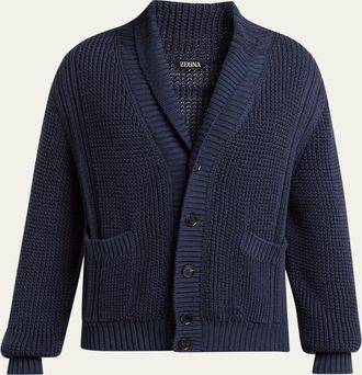 Ermenegildo Zegna Mens Cotton and Silk Knit Cardigan