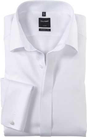 Olymp Businesshemd OLYMP Luxor modern fit, Herren, Gr. 37, N-Gr, weiss (wei&szlig;), Web, Obermaterial: 100% Baumwolle, Umschlagmanschette, Hemden Businesshemd