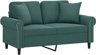 vidaXL Sofá de 2 plazas con cojines terciopelo verde oscuro 120 cm Vidaxl