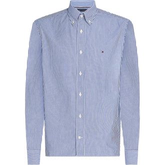 Tommy Hilfiger Popeline Gestreept Shirt - Heren - Casual Overhemden - Blauw - 3XL - Overhemden