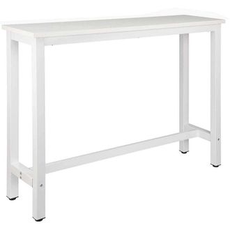 Woltu Tavolo Bar 140 cm da Pranzo Cucina in Metallo e Legno Tavolino Caff&egrave; Alto Bianco - Woltu
