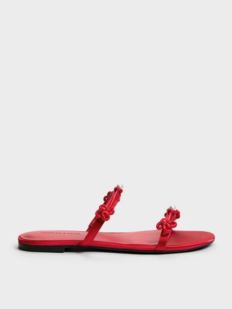 Charles & Keith Orinda Knot-Pearl Slide Sandals