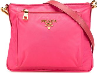 Prada Pre-owned Womens Nylon Crossbody Bag With Zip Closure - Dusty Pink Textile - One Size