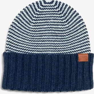 Cole Haan Womens Arrow Stripe Beanie - Blue