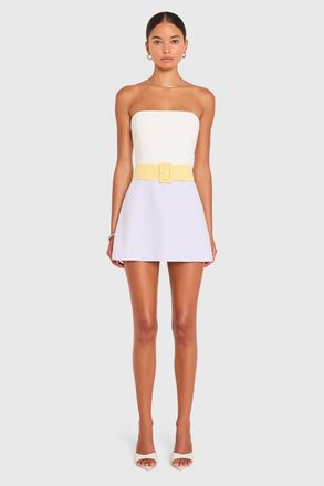 Amanda Uprichard Fae 2 Tone Romper In Ivory Jasmine