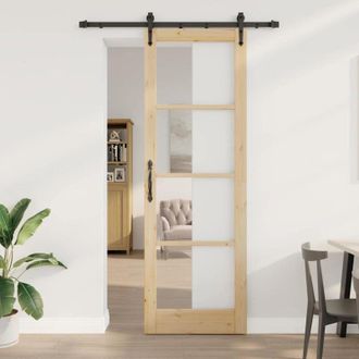 vidaXL Vidaxl - Puerta Deslizante Manual Marr&oacute;n 78 X 232 Cm Madera Y Metal