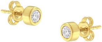 House of Brilliance 10K Gold 1/4 Ct Diamond Bezel Stud Earrings in Yellow at Nordstrom