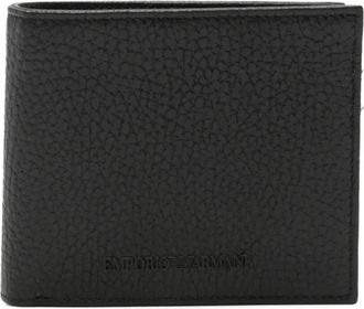 Emporio Armani Textured Leren Bifold Portemonnee - Heren - Portefeuilles - Zwart - ONE Size - Leer - Accessoires