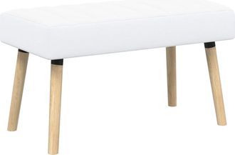 vidaXL Banco Con Tapizado En Canal Blanco 80 X 40 X 46 Cm Tela Vidaxl