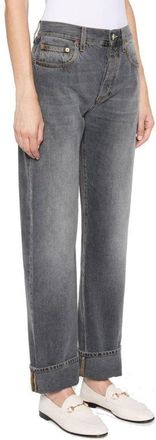 Gucci Womens Gray Cotton Relaxed Fit Jeans Clothing
