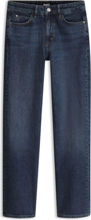 BOSS Straight-fit jeans in marble-washed blue stretch denim