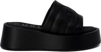 Furla Black Leather Womens Slippers