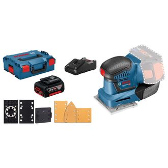 Bosch Akku-schwingschleifer Gss 18v-10 / 1x 5,0 Ah Akku + Ladeger&auml;t Inkl. Zubeh&ouml;r-set In L-boxx