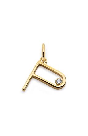 Monica Vinader Lab Grown Diamond Initial Pendant in 18K Gold Vermeil /Diamond P at Nordstrom