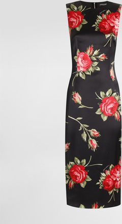 Dolce & Gabbana Rose Bouquet-print Satin Dress - Woman Dresses Multicolor 36
