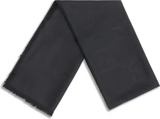 Gucci Womens Scarf Wool And Silk Black Ovis Aries Aries; Scarfs